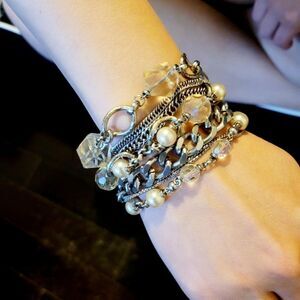 Vintage silver crystal style bracelets